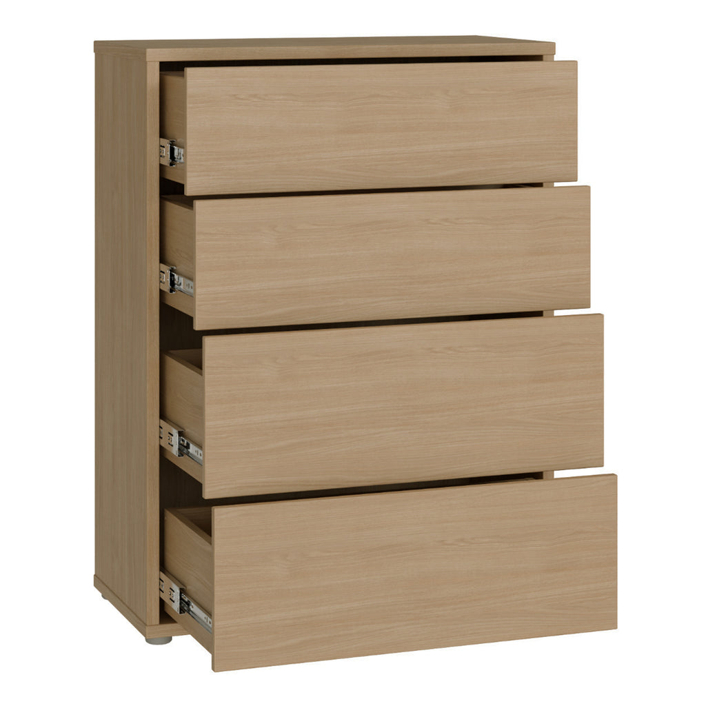 Alice Springs 4 Drawer Chest with Push-to-Open Drawers in Elegancia Oak and White