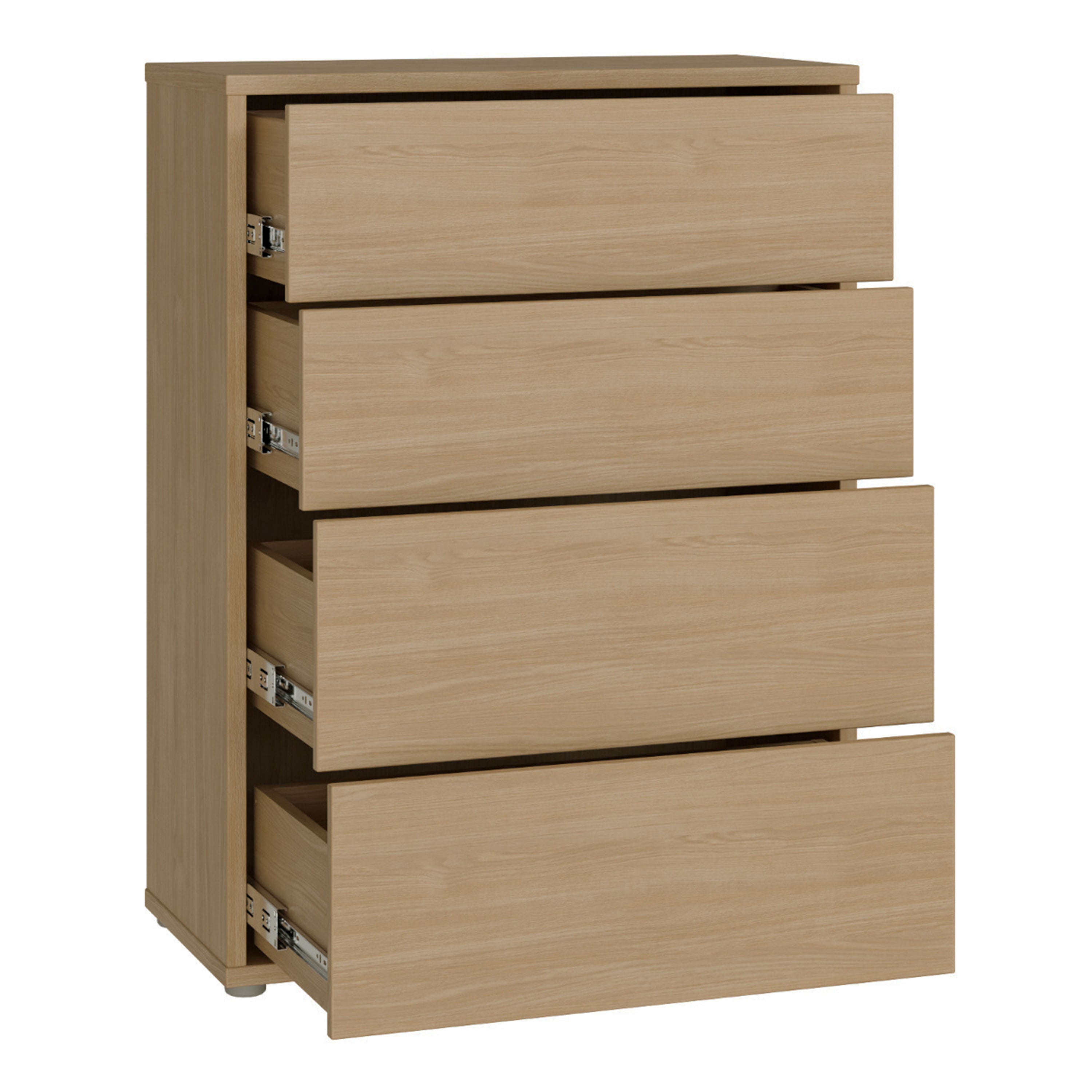 Alice Springs 4 Drawer Chest with Push-to-Open Drawers in Elegancia Oak and White