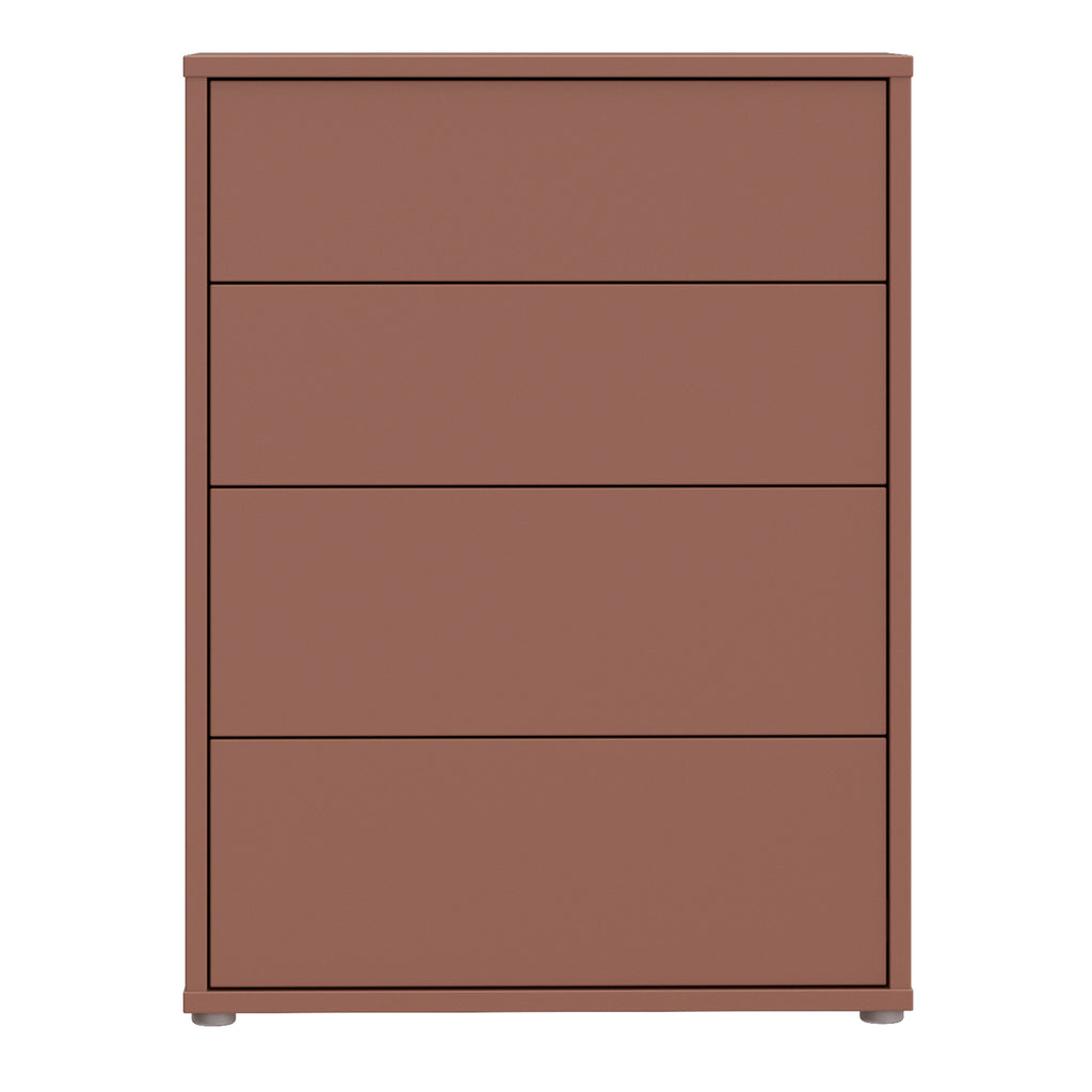 Alice Springs 4 Drawer Chest with Push-to-Open Drawers in Terracotta