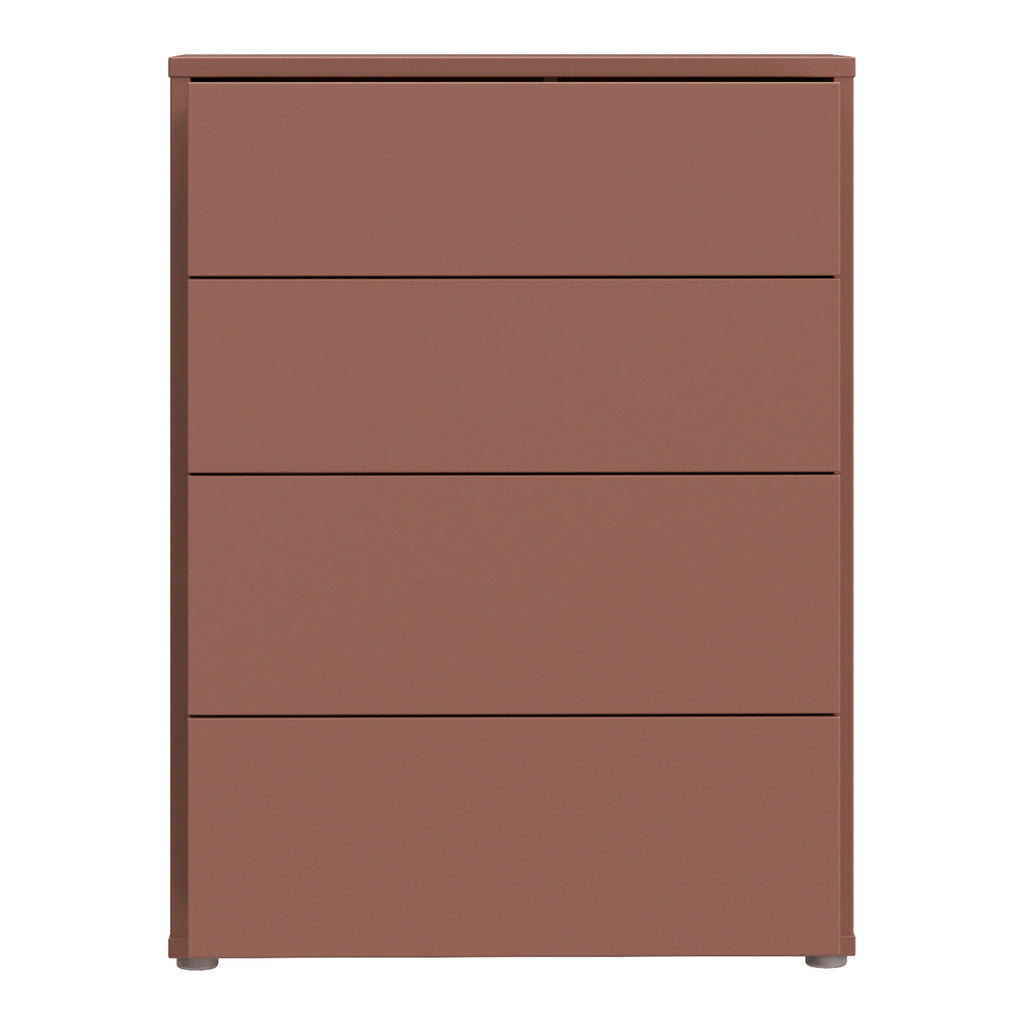 Alice Springs 4 Drawer Chest with Push-to-Open Drawers in Terracotta