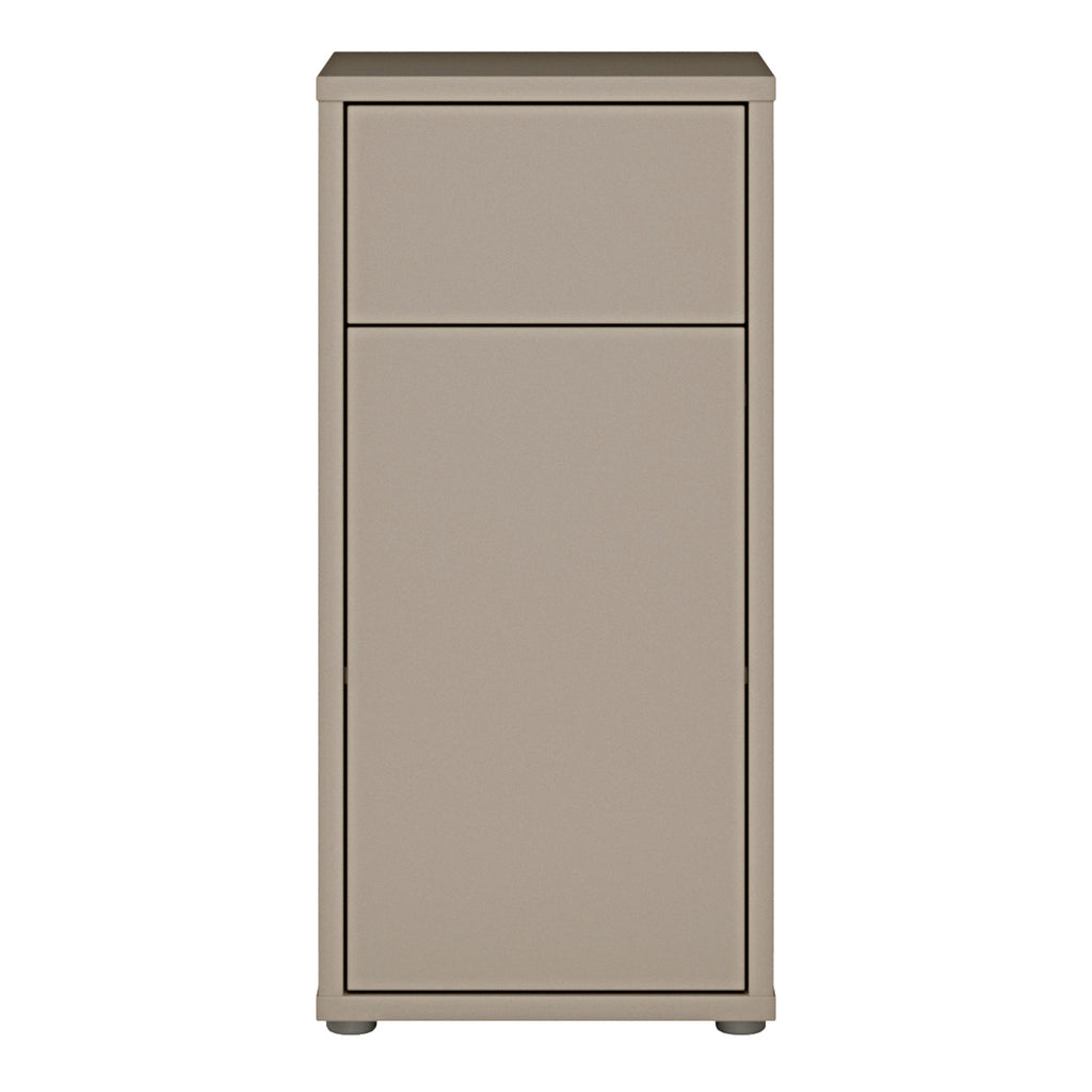 Alice Springs Low Bathroom Storage Cabinet with 1 Door Push-to-Open & 1 Drawer Push-to-Open in Taupe
