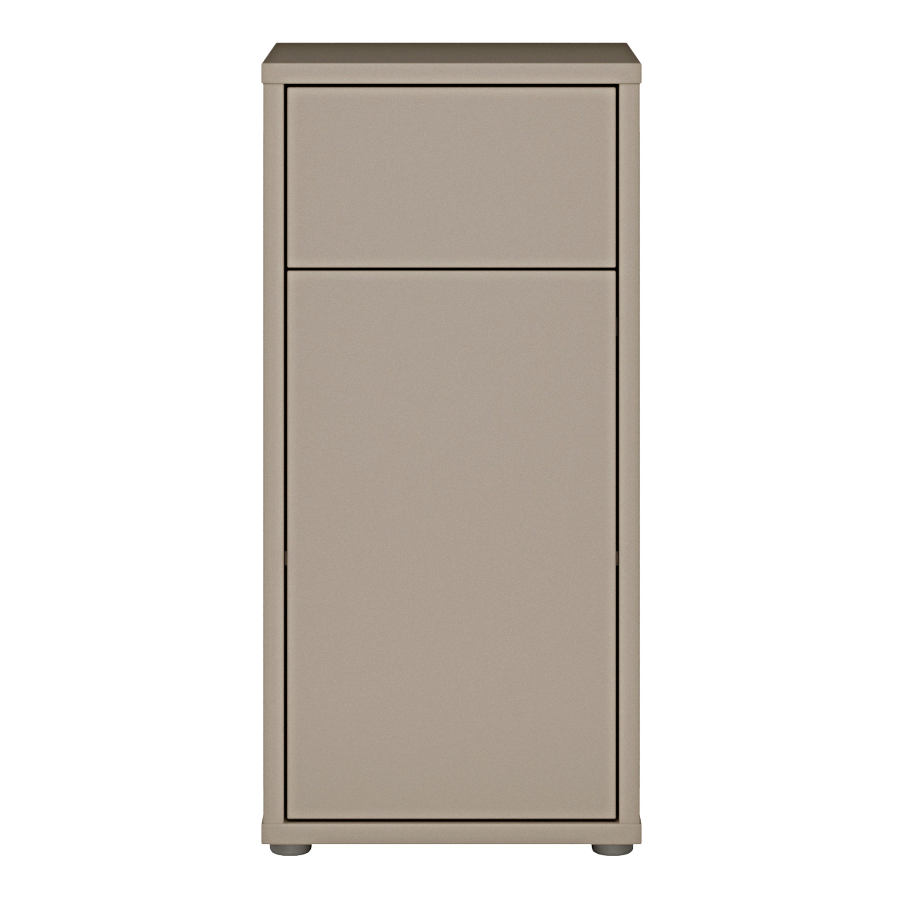 Alice Springs Low Bathroom Storage Cabinet with 1 Door Push-to-Open & 1 Drawer Push-to-Open in Taupe