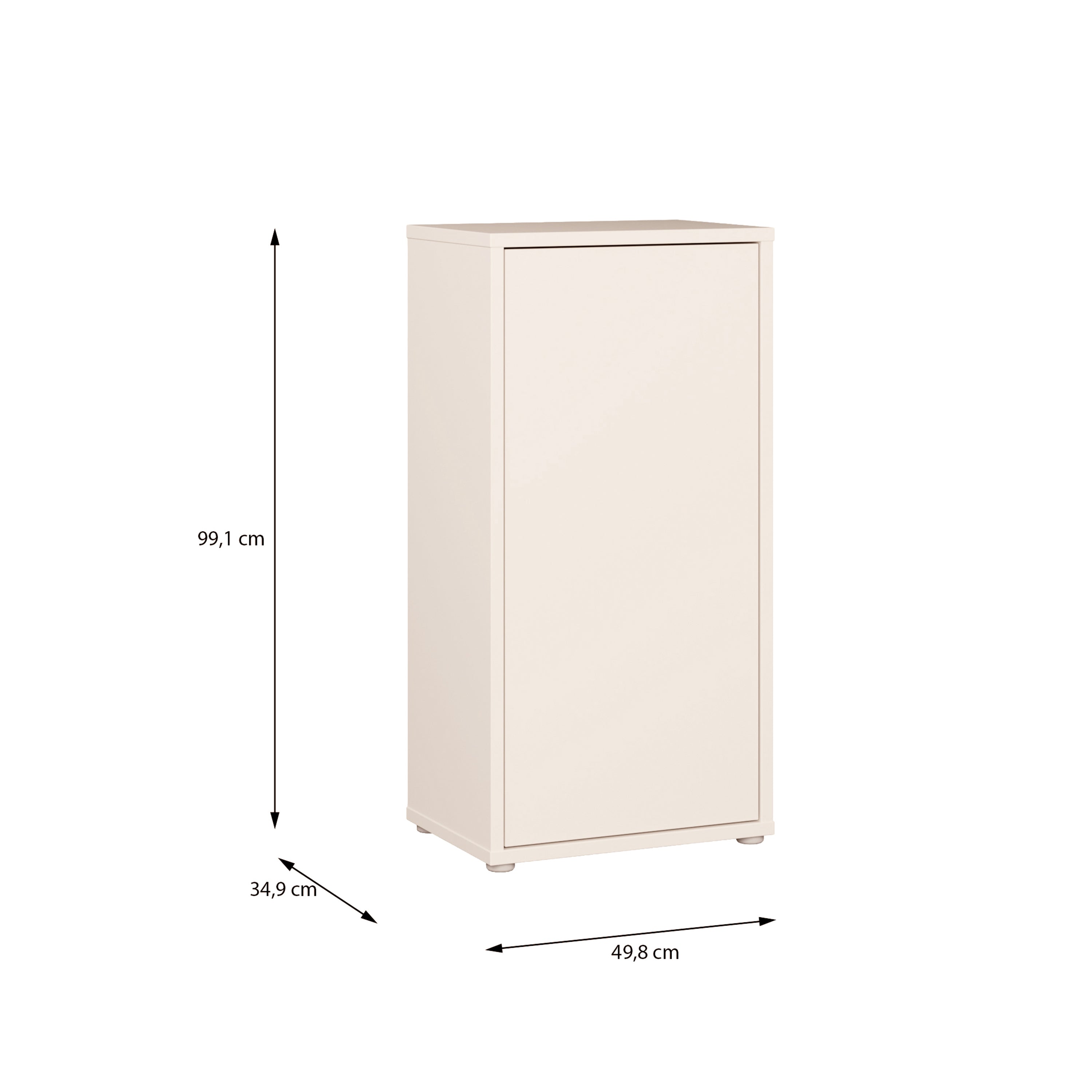 Alice Springs 1 Door Cupboard with Push-to-Open Door in Sand