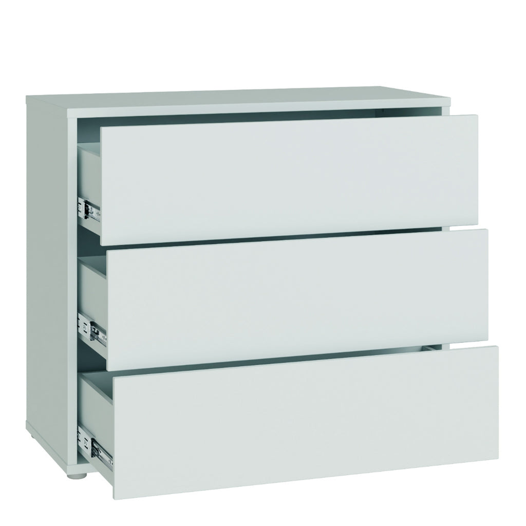 Alice Springs 3 Drawer Chest with Push-to-Open Drawers in Light Grey