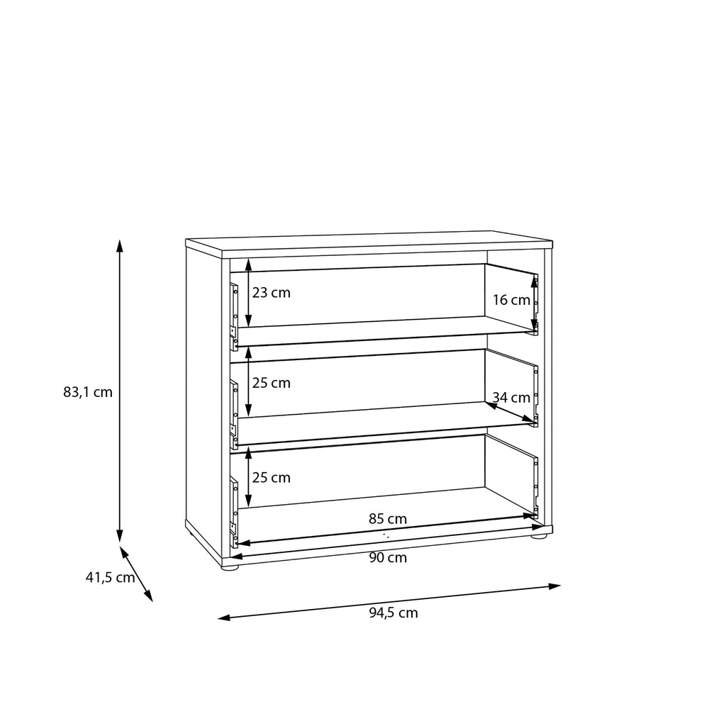 Alice Springs 3 Drawer Chest with Push-to-Open Drawers in Light Grey