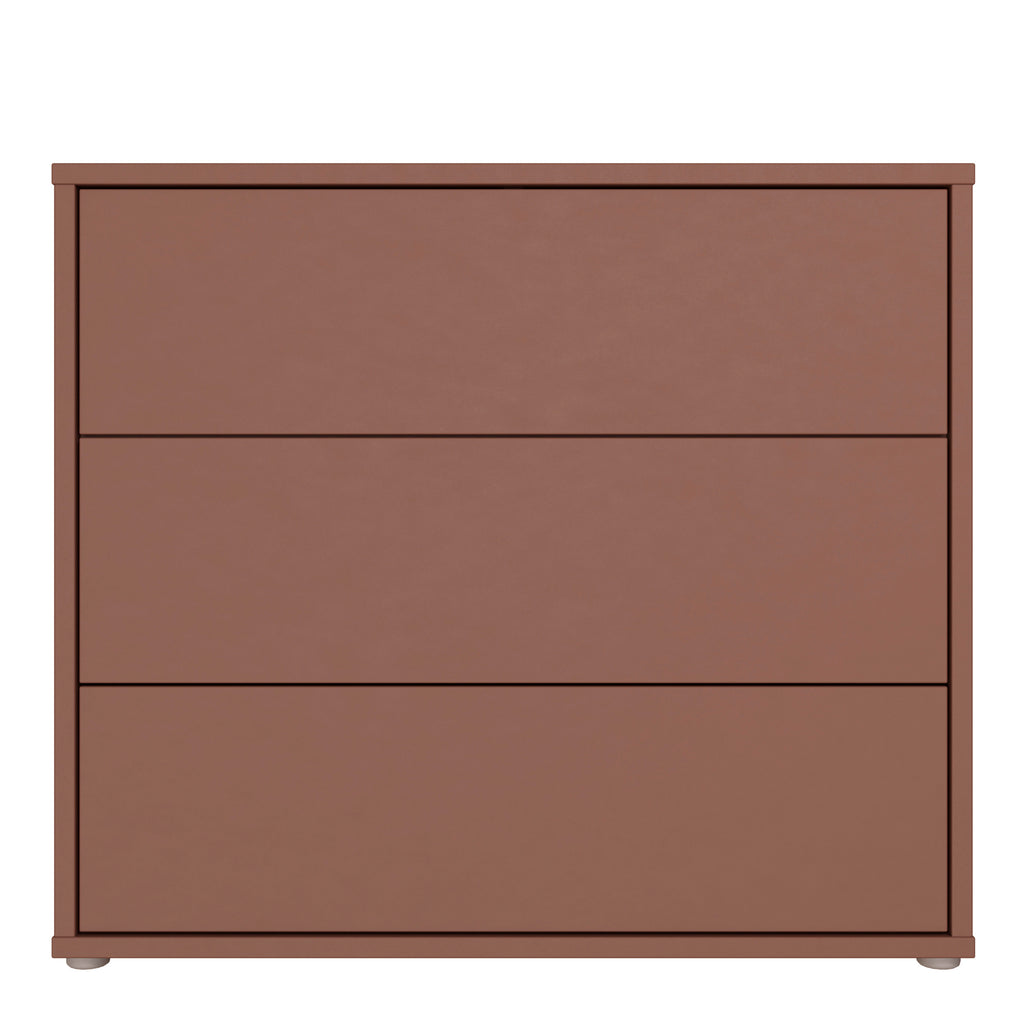 Alice Springs 3 Drawer Chest with Push-to-Open Drawers in Terracotta