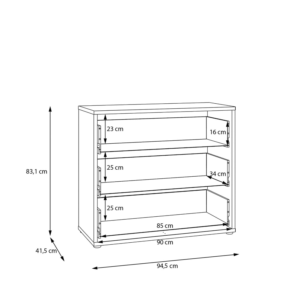 Alice Springs 3 Drawer Chest with Push-to-Open Drawers in Terracotta