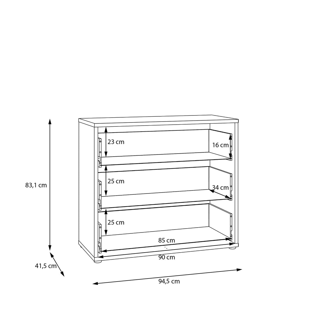 Alice Springs 3 Drawer Chest with Push-to-Open Drawers in Night Blue and White