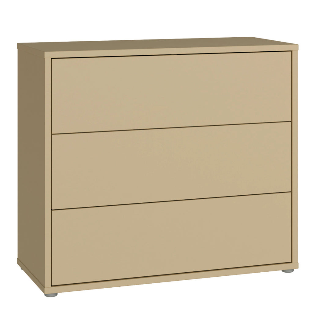Alice Springs 3 Drawer Chest with Push-to-Open Drawers in Butter Yellow
