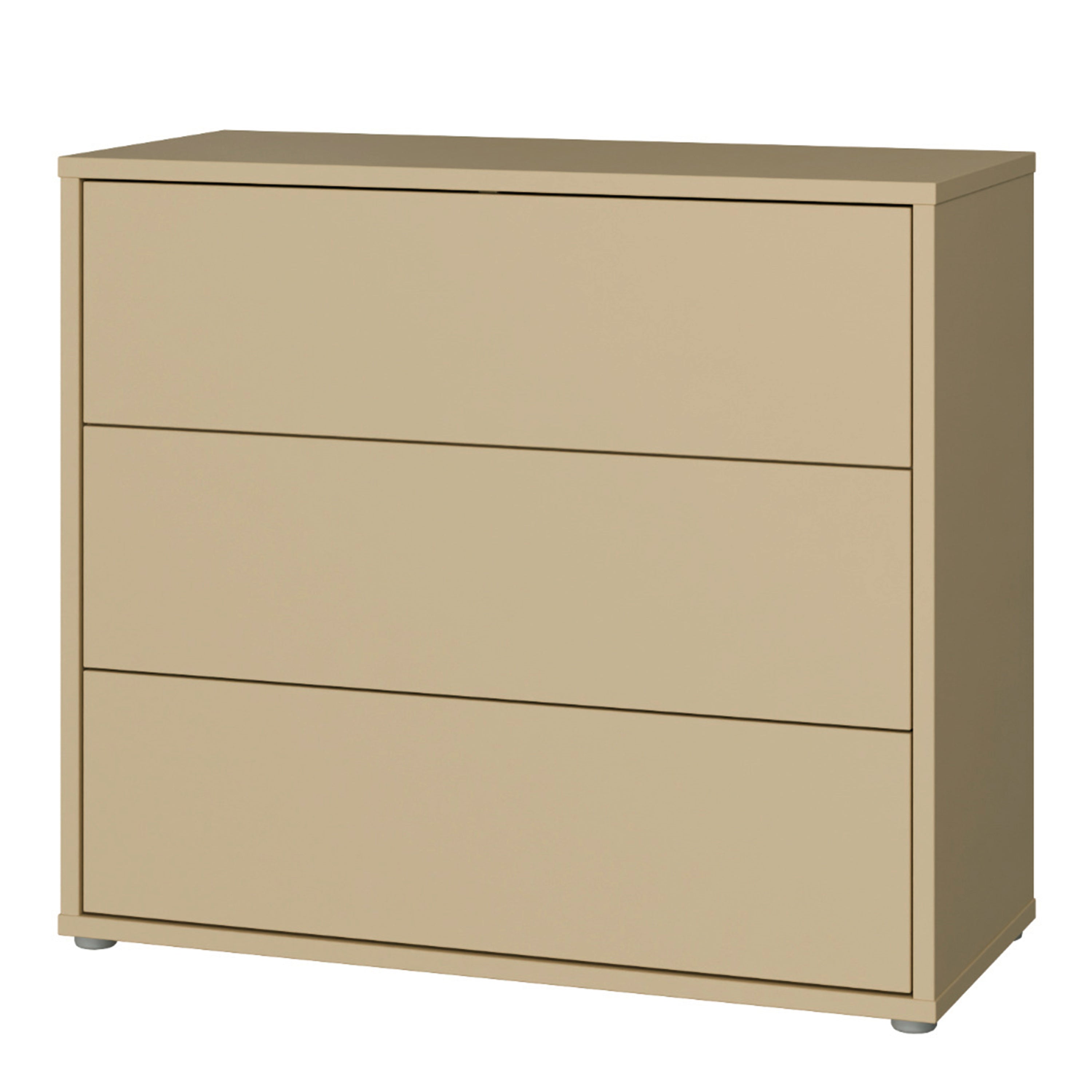 Alice Springs 3 Drawer Chest with Push-to-Open Drawers in Butter Yellow