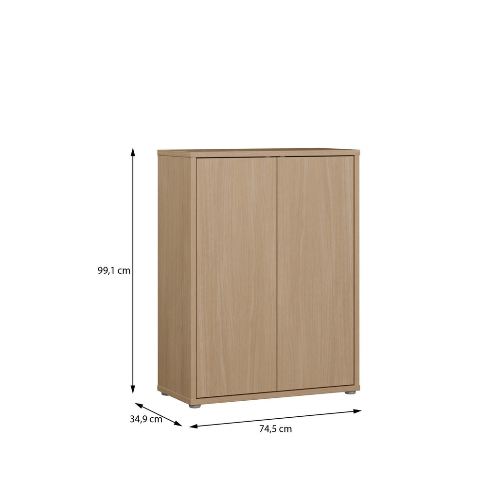 Alice Springs Shoe Cabinet with 2 Doors Push-to-Open in Elegancia Oak