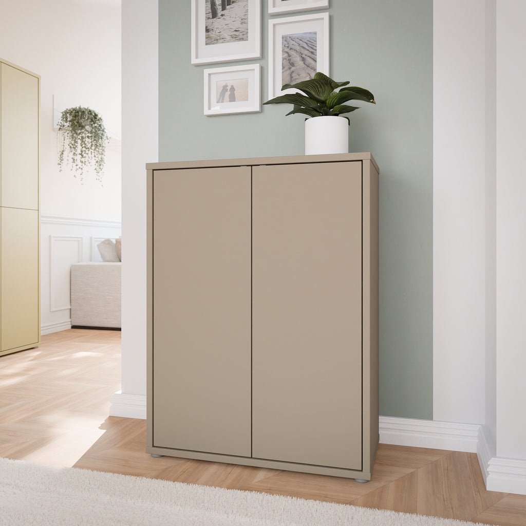 Alice Springs Shoe Cabinet with 2 Doors Push-to-Open in Taupe