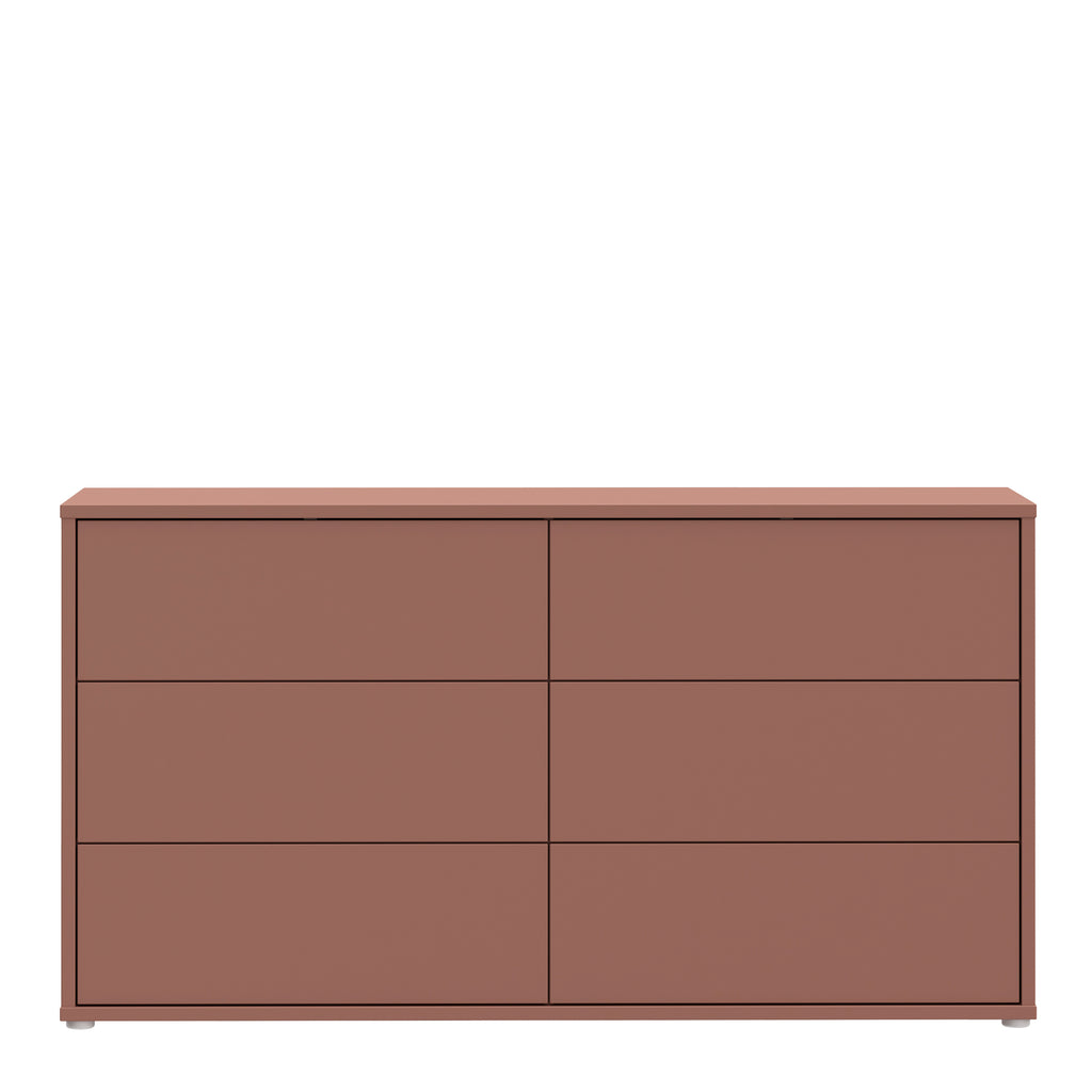 Alice Springs 6 Drawer Wide Chest with Push-to-Open Drawers in Terracotta