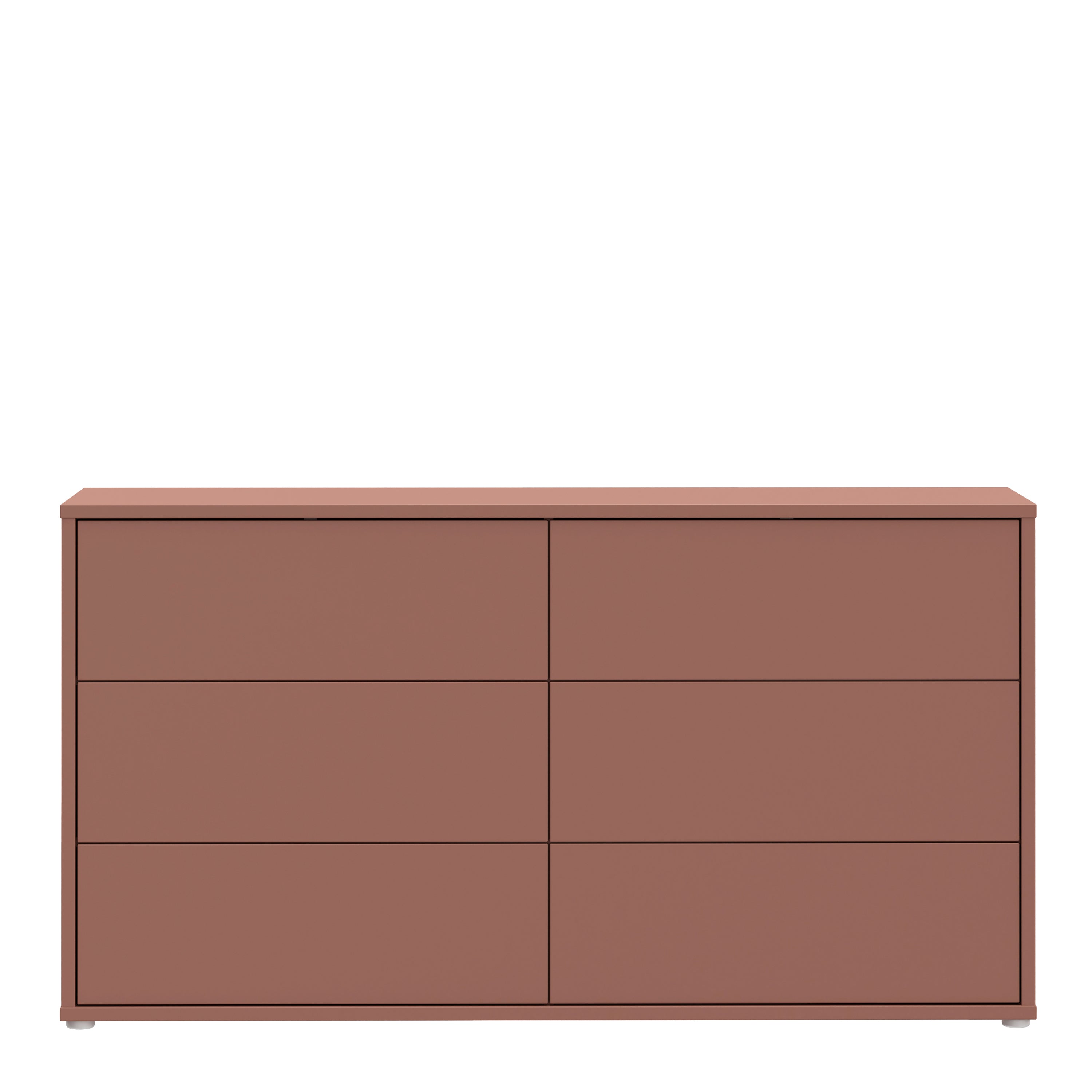 Alice Springs 6 Drawer Wide Chest with Push-to-Open Drawers in Terracotta