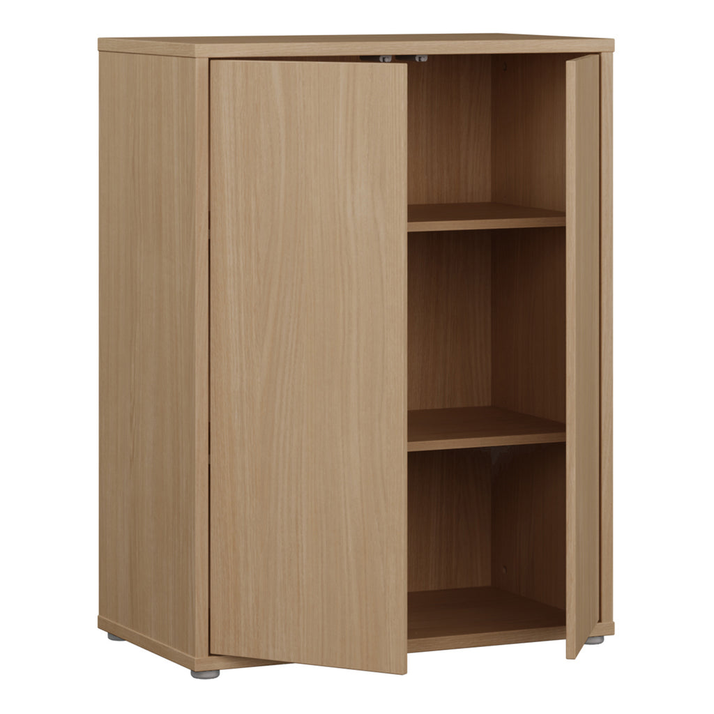Alice Springs Tall 2 Door Cupboard with Push-to-Open Doors in Elegancia Oak