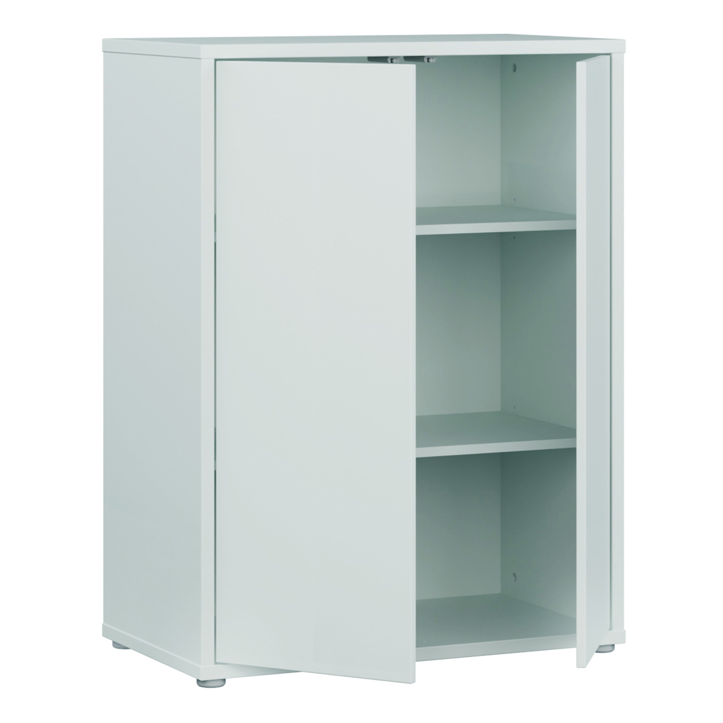 Alice Springs Tall 2 Door Cupboard with Push-to-Open Doors in Light Grey