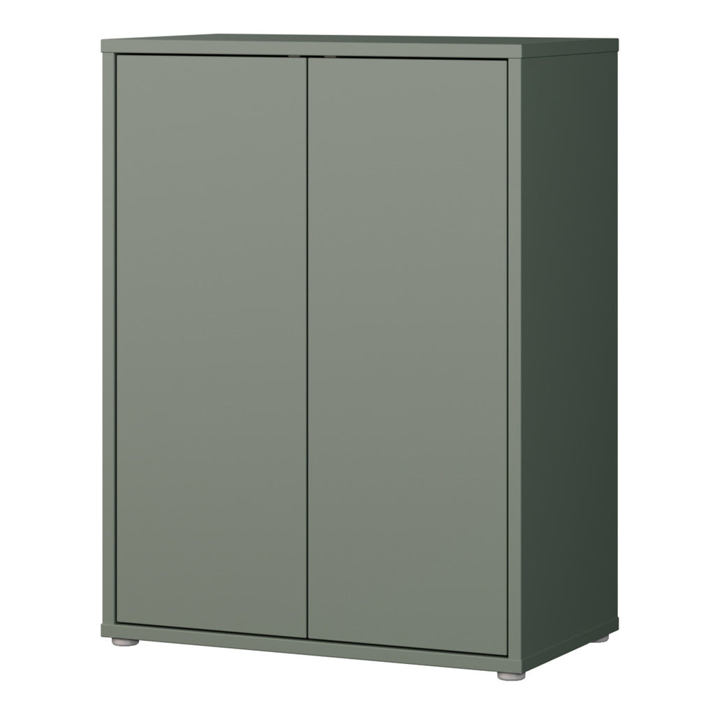 Alice Springs Tall 2 Door Cupboard with Push-to-Open Doors in Sage Green