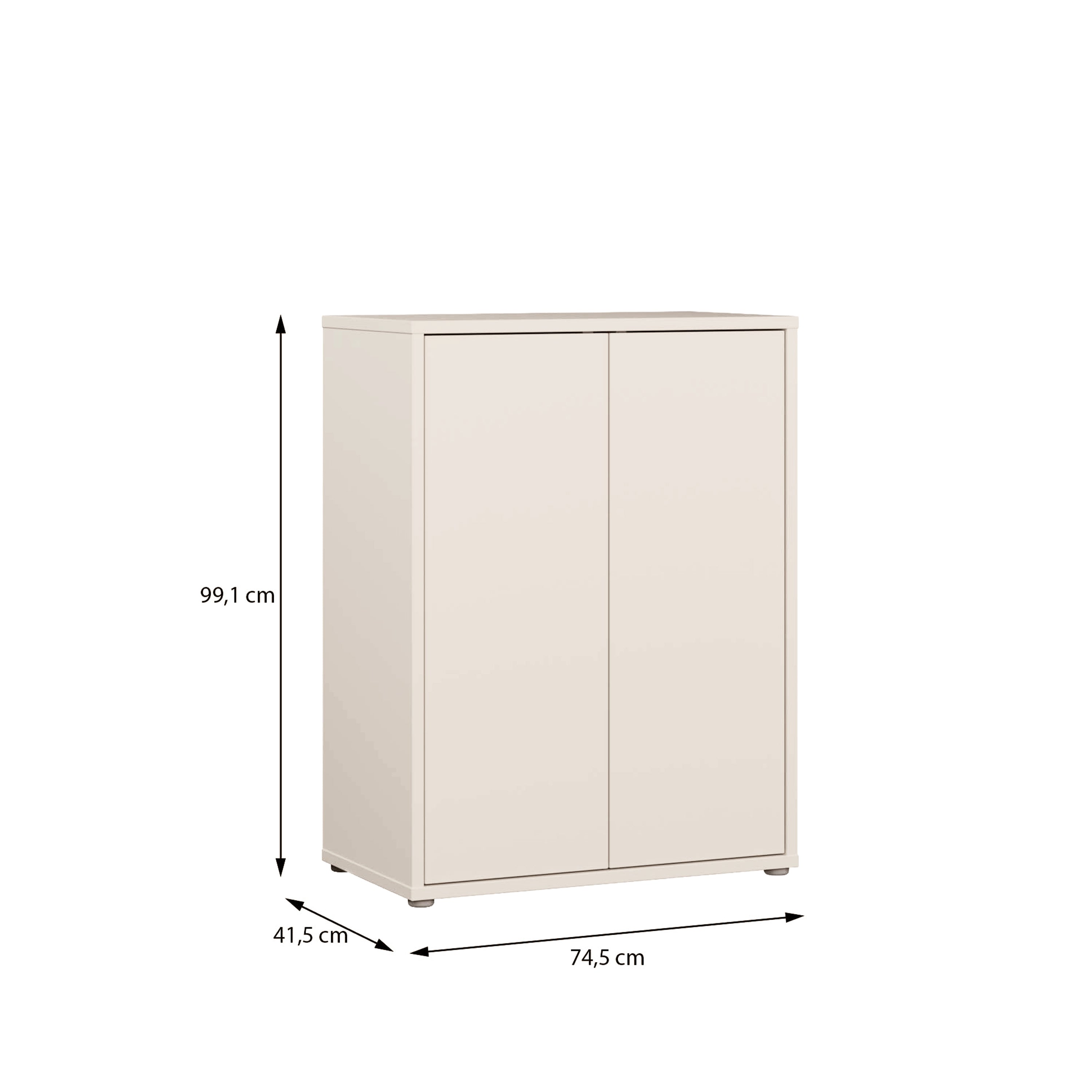 Alice Springs Tall 2 Door Cupboard with Push-to-Open Doors in Sand