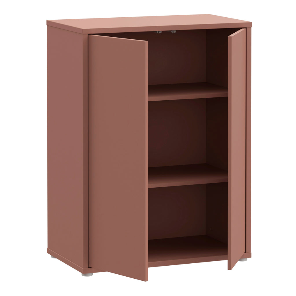 Alice Springs Tall 2 Door Cupboard with Push-to-Open Doors in Terracotta