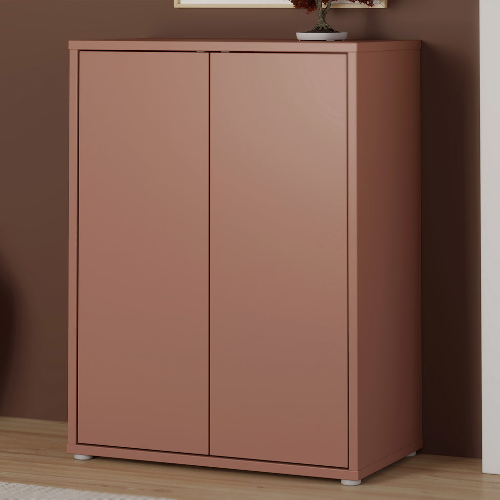 Alice Springs Tall 2 Door Cupboard with Push-to-Open Doors in Terracotta