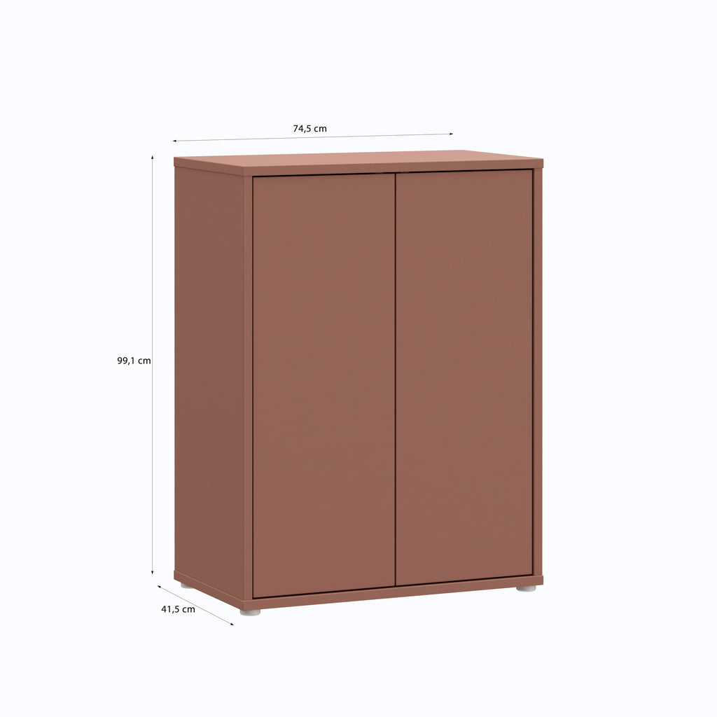 Alice Springs Tall 2 Door Cupboard with Push-to-Open Doors in Terracotta