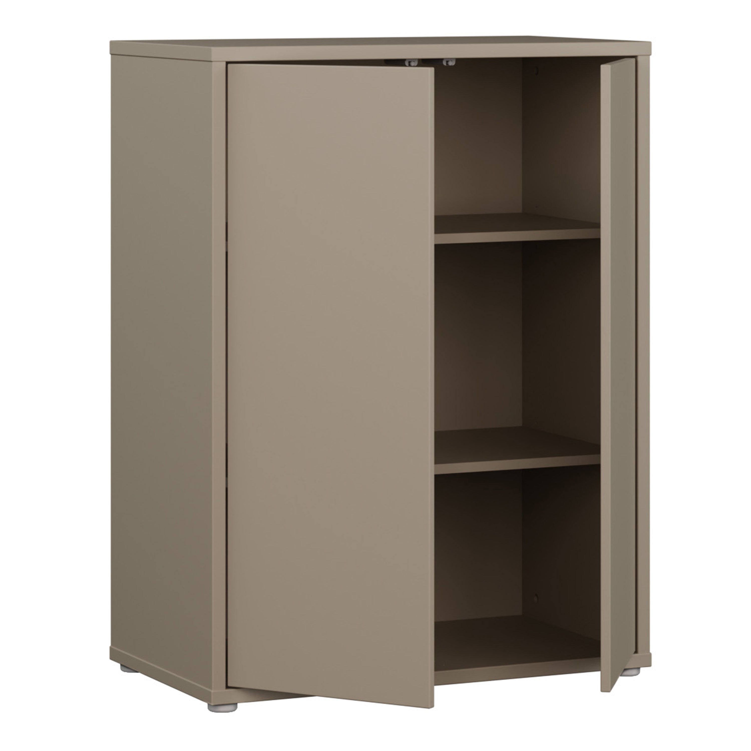 Alice Springs Tall 2 Door Cupboard with Push-to-Open Doors in Taupe