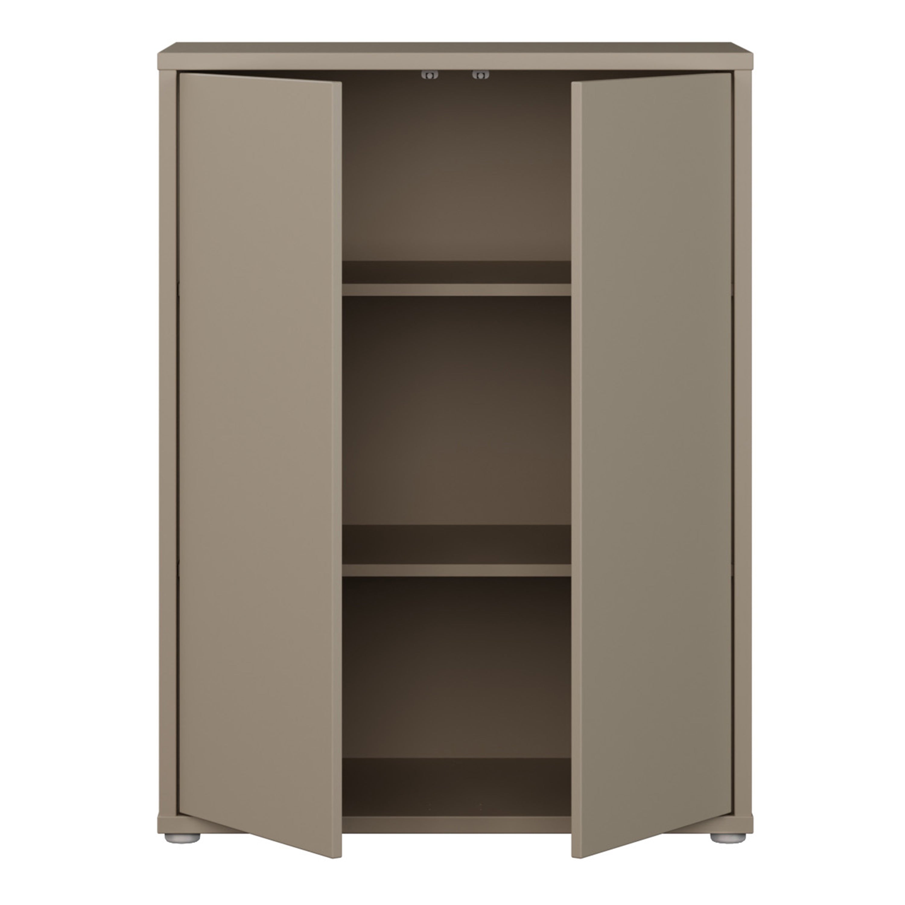 Alice Springs Tall 2 Door Cupboard with Push-to-Open Doors in Taupe