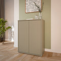 Alice Springs Tall 2 Door Cupboard with Push-to-Open Doors in Taupe