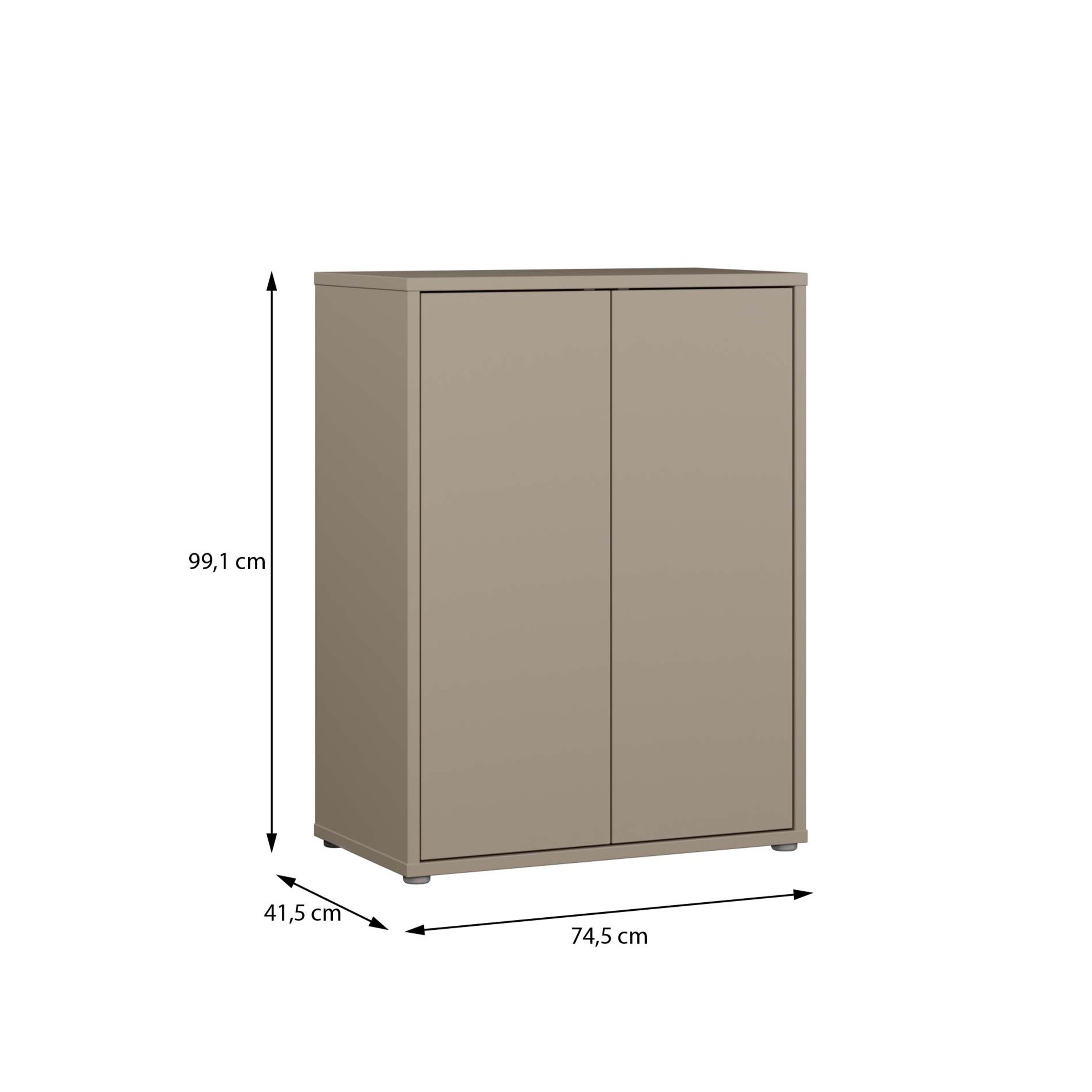 Alice Springs Tall 2 Door Cupboard with Push-to-Open Doors in Taupe