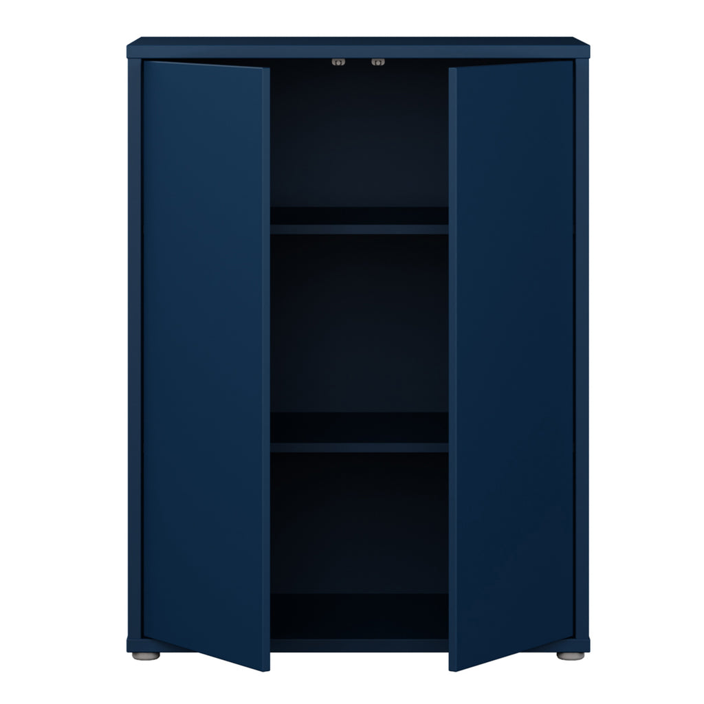 Alice Springs Tall 2 Door Cupboard with Push-to-Open Doors in Night Blue