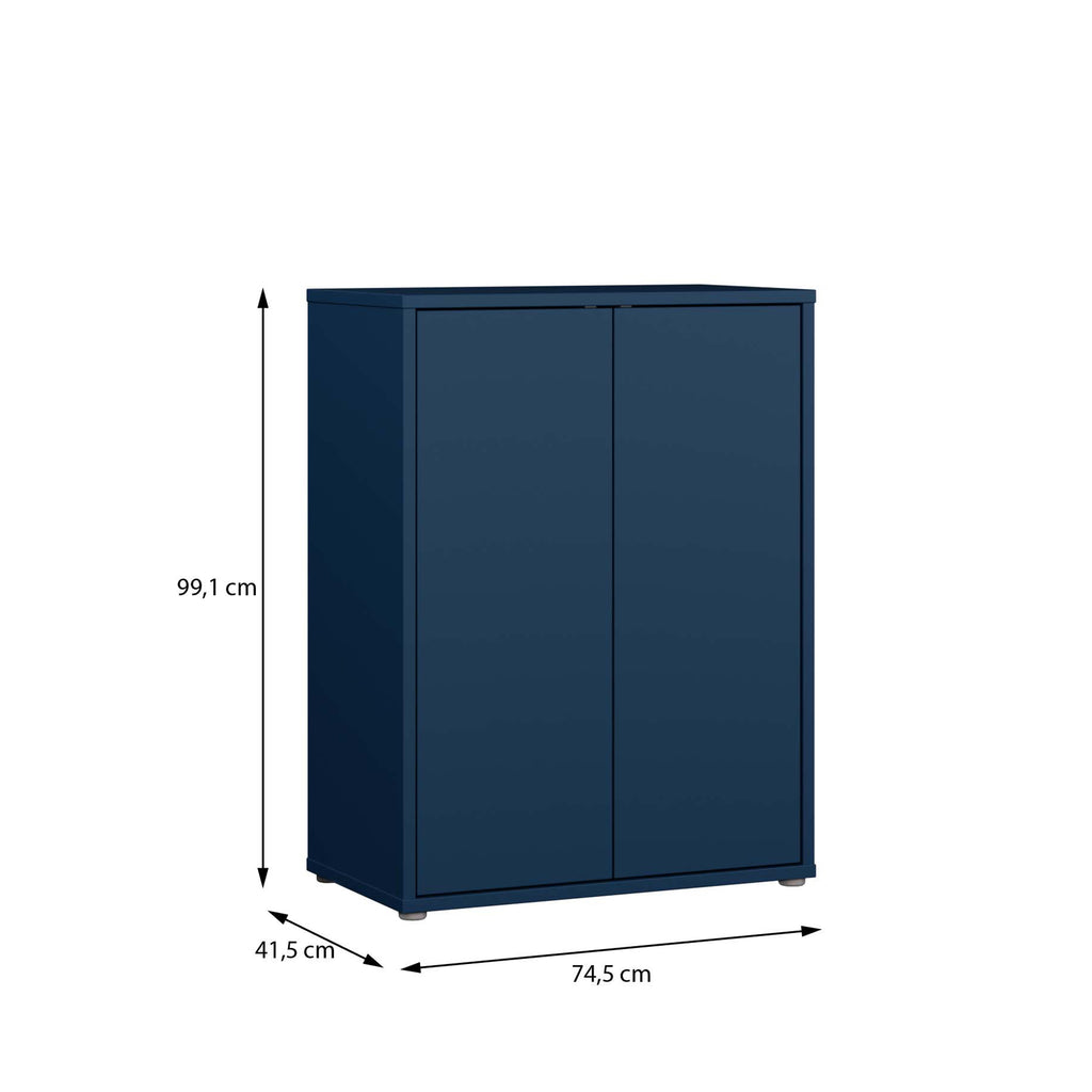 Alice Springs Tall 2 Door Cupboard with Push-to-Open Doors in Night Blue