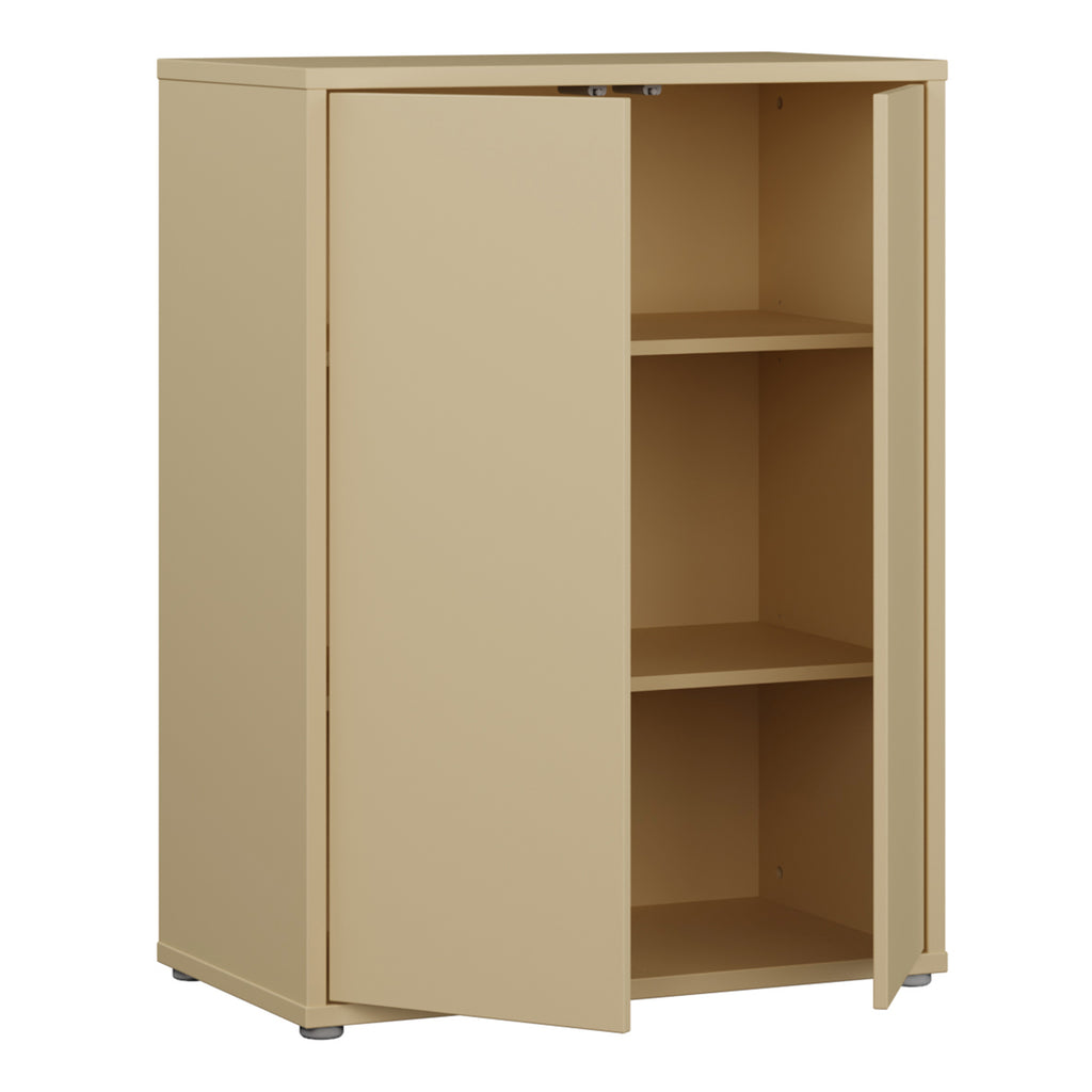 Alice Springs Tall 2 Door Cupboard with Push-to-Open Doors in Butter Yellow