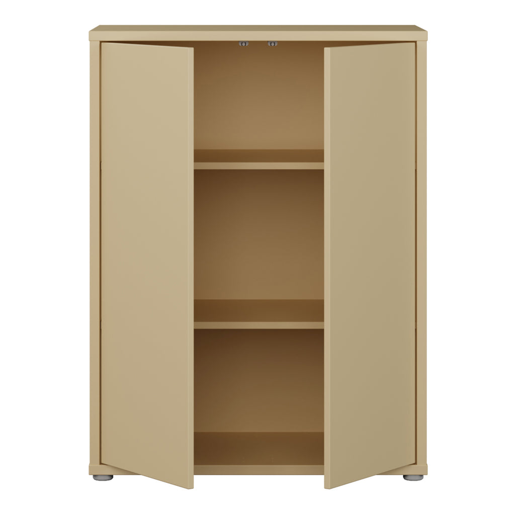 Alice Springs Tall 2 Door Cupboard with Push-to-Open Doors in Butter Yellow