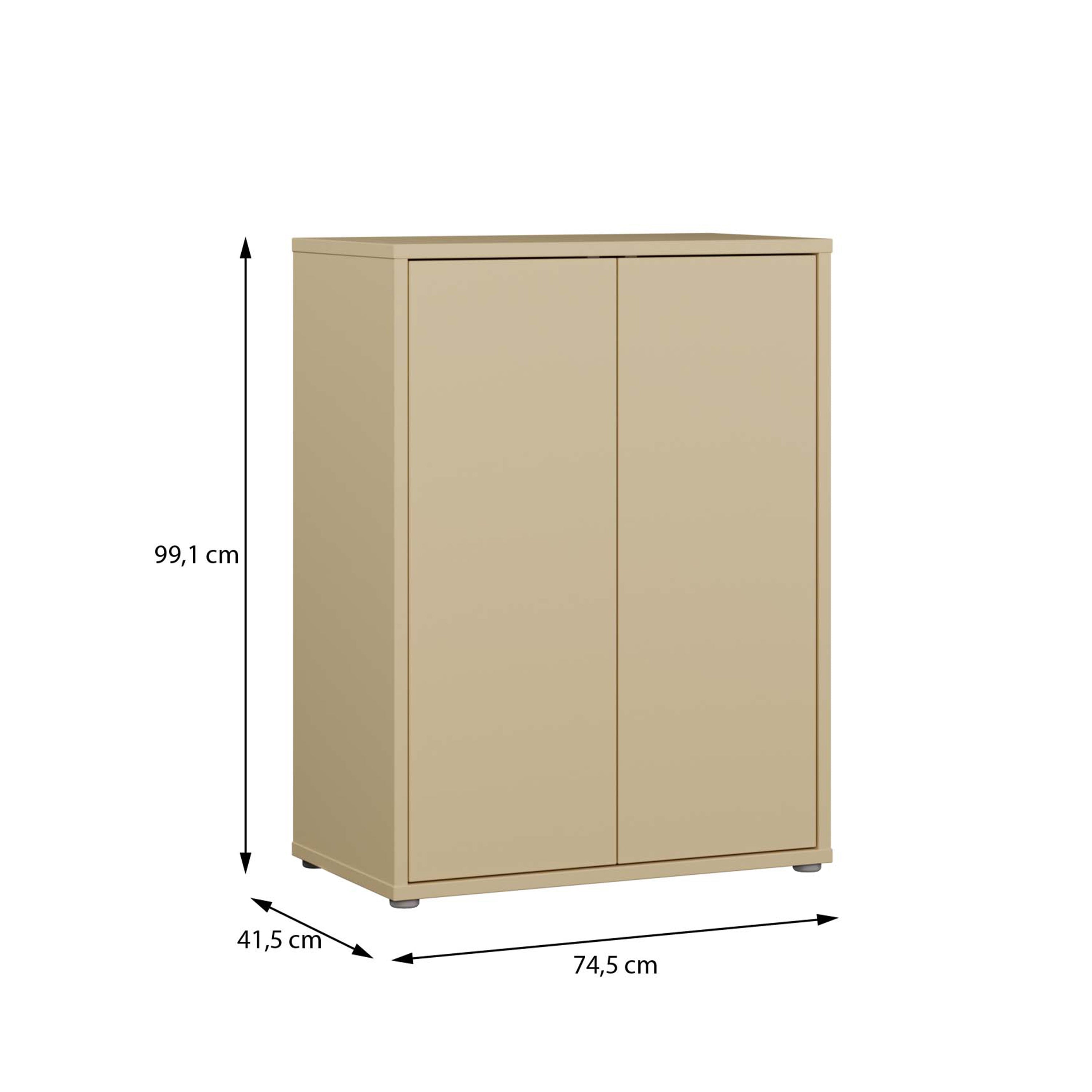Alice Springs Tall 2 Door Cupboard with Push-to-Open Doors in Butter Yellow