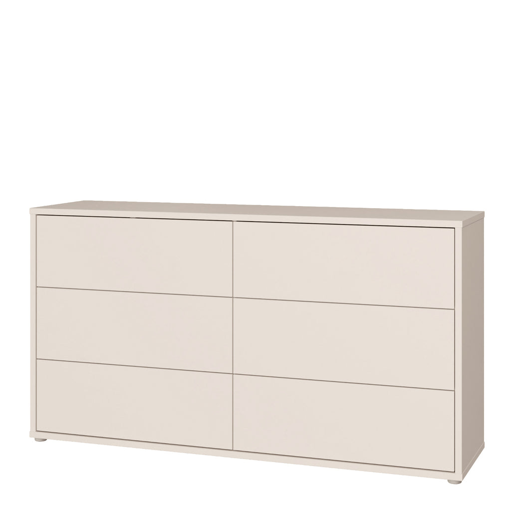 Alice Springs 6 Drawer Wide Chest with Push-to-Open Drawers in Sand