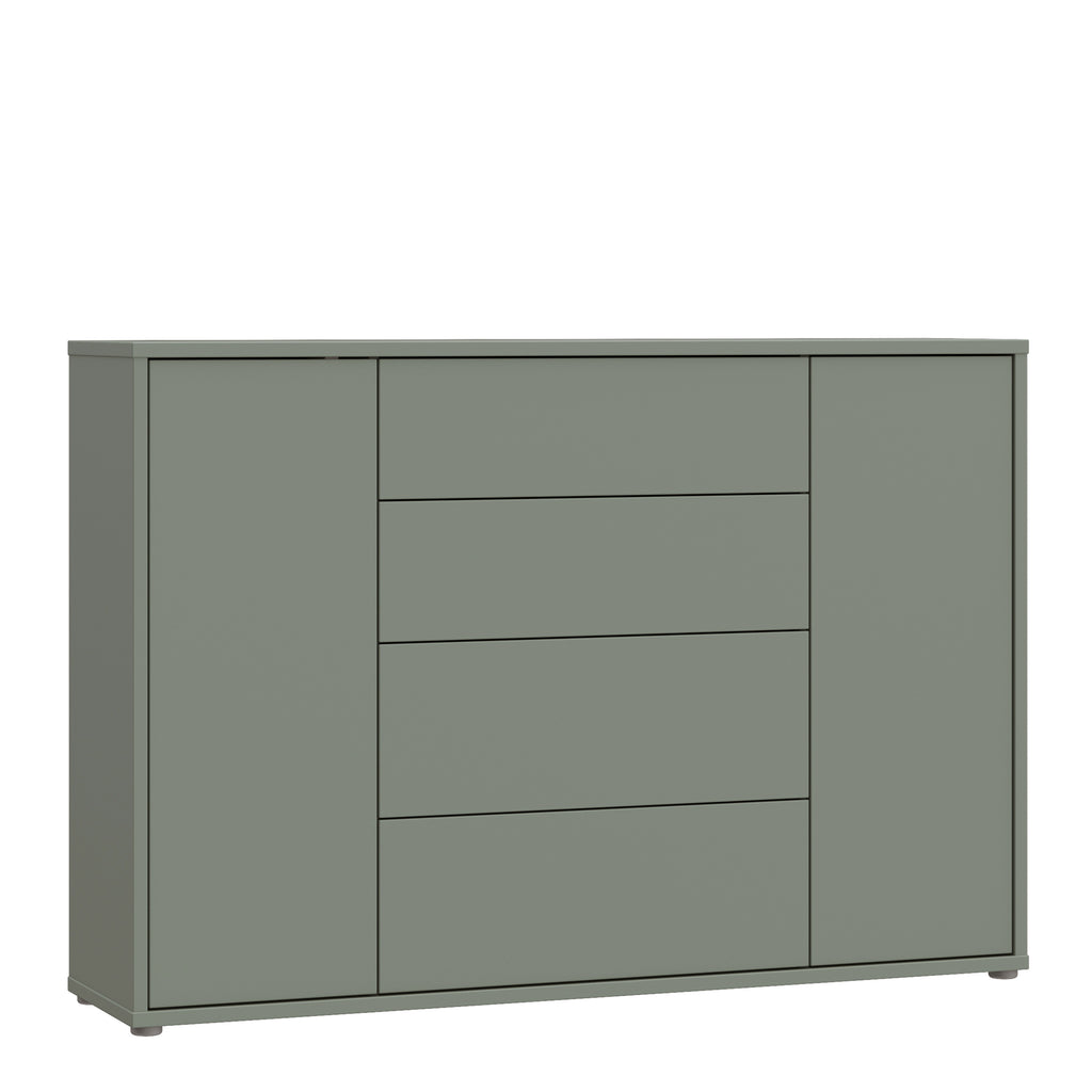 Alice Springs Wide Sideboard with 4 Drawers & 2 Doors with Push-to-Open in Sage Green