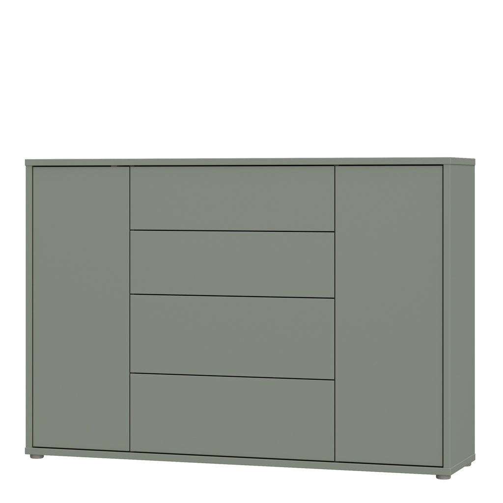 Alice Springs Wide Sideboard with 4 Drawers & 2 Doors with Push-to-Open in Sage Green