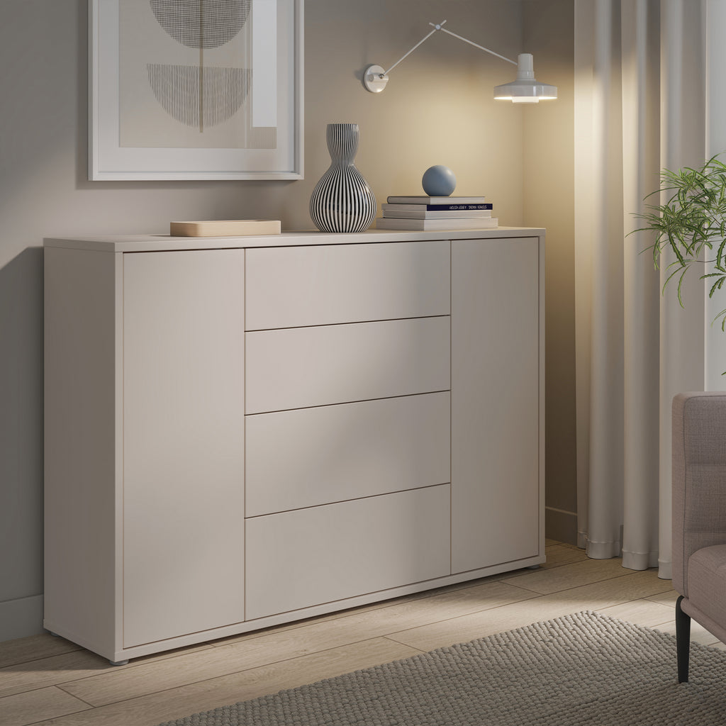 Alice Springs Wide Sideboard with 4 Drawers & 2 Doors with Push-to-Open in Sand