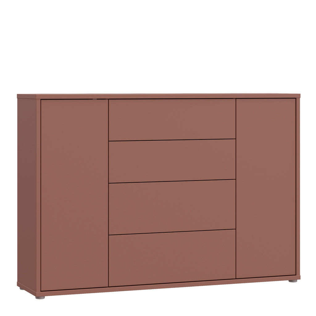 Alice Springs Wide Sideboard with 4 Drawers & 2 Doors with Push-to-Open in Terracotta