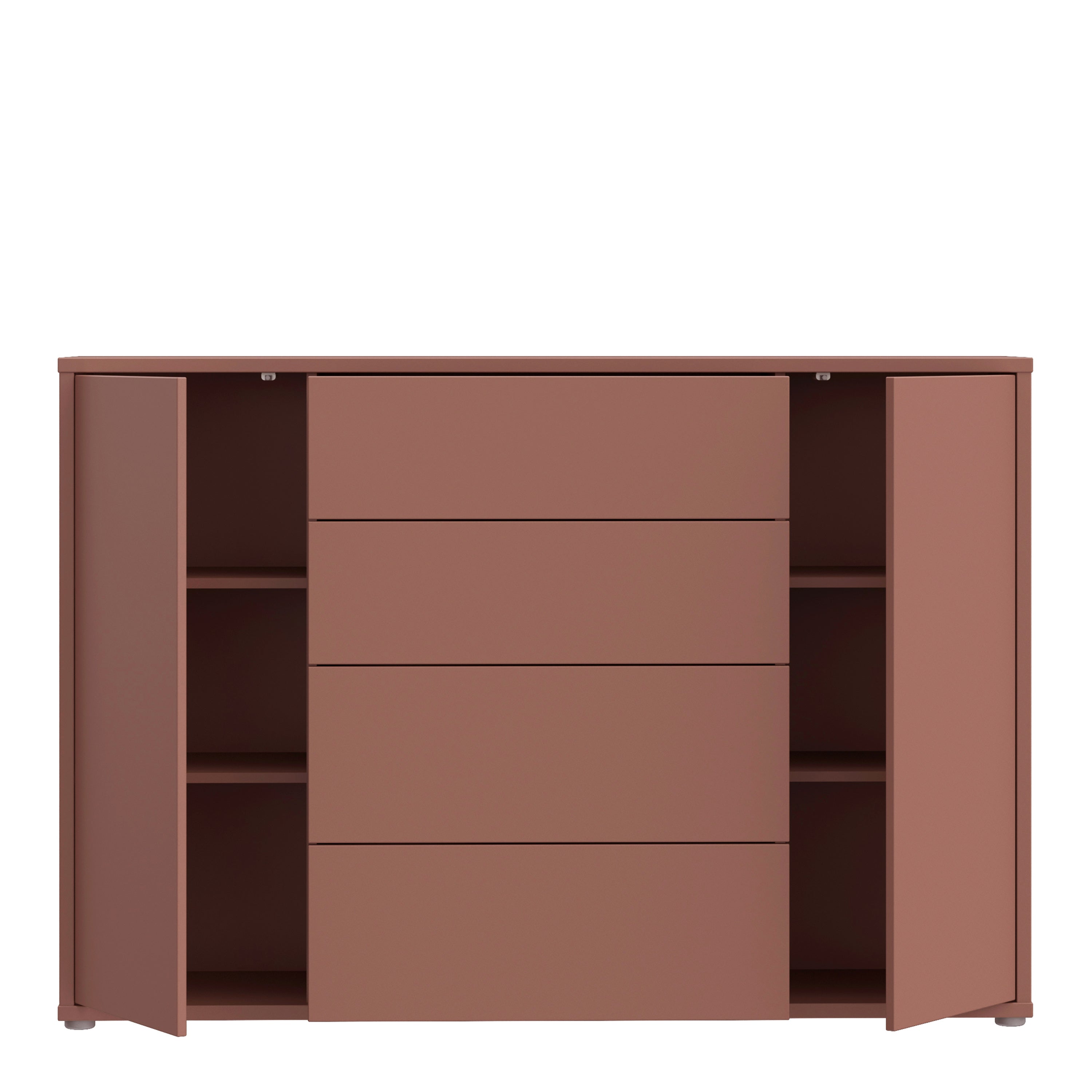 Alice Springs Wide Sideboard with 4 Drawers & 2 Doors with Push-to-Open in Terracotta