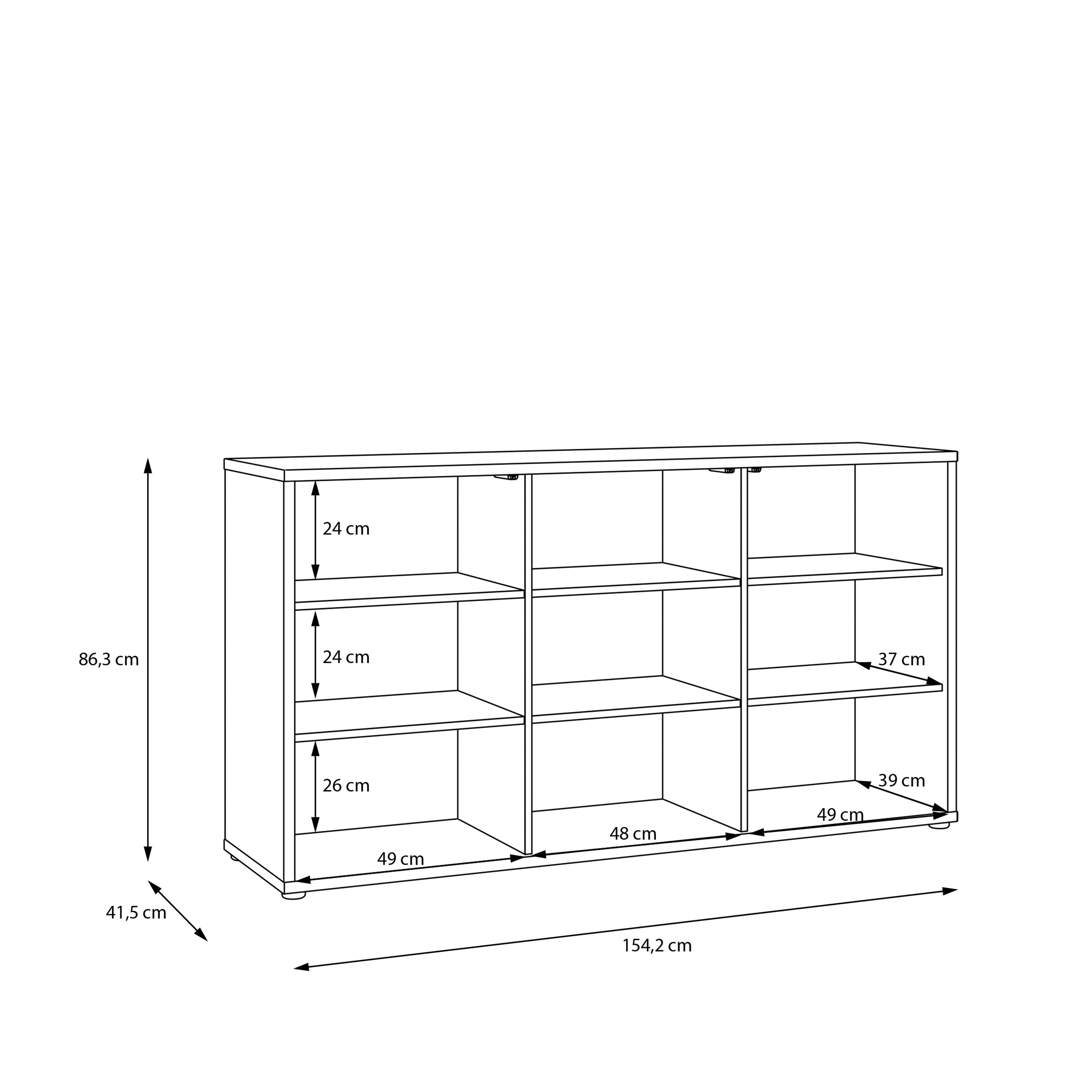 Alice Springs 3 Door Sideboard with Push-to-Open Doors and Drawer in Sand