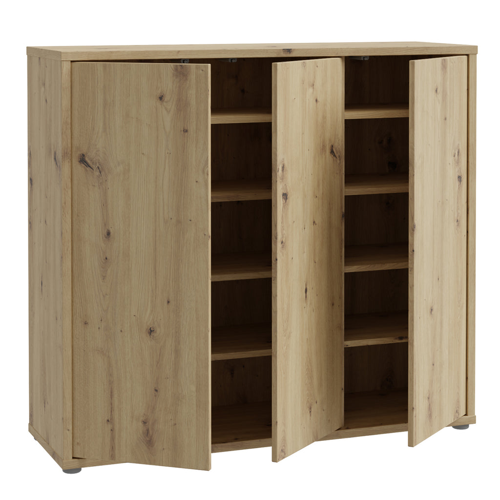 Alice Springs Shoe Cabinet with 3 Doors Push-to-Open in Artisan Oak