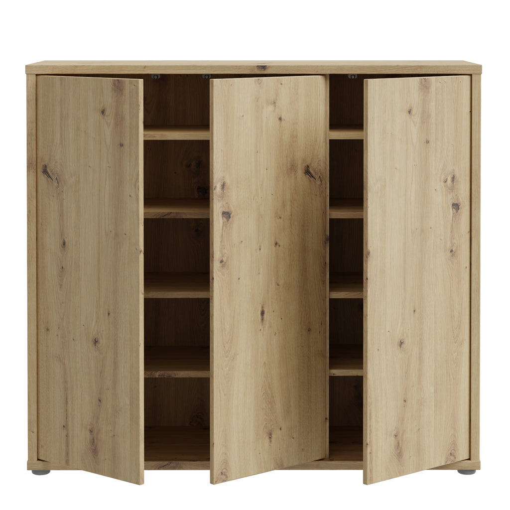 Alice Springs Shoe Cabinet with 3 Doors Push-to-Open in Artisan Oak