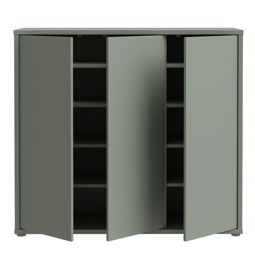 Alice Springs Shoe Cabinet with 3 Doors Push-to-Open in Sage Green