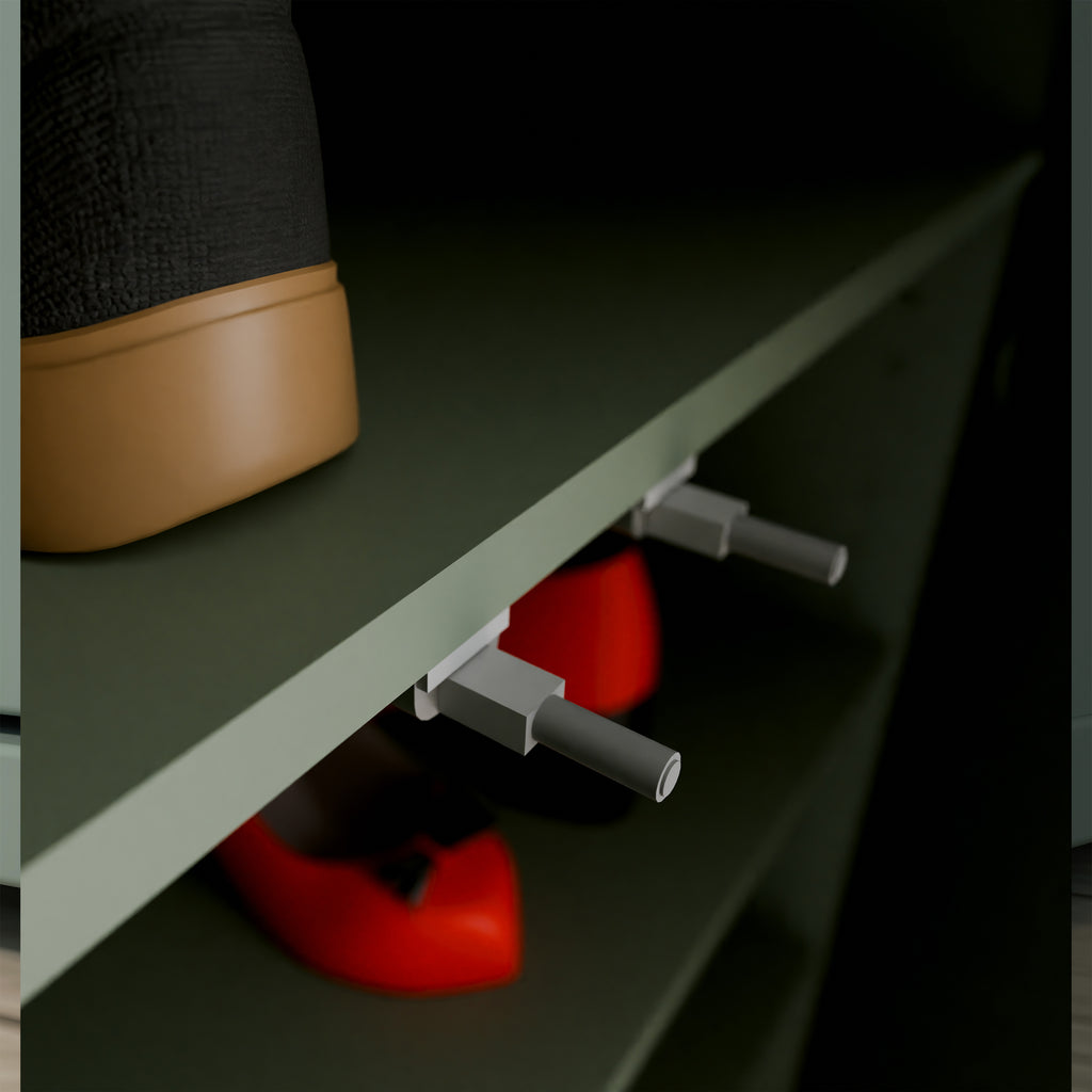 Alice Springs Shoe Cabinet with 3 Doors Push-to-Open in Sage Green