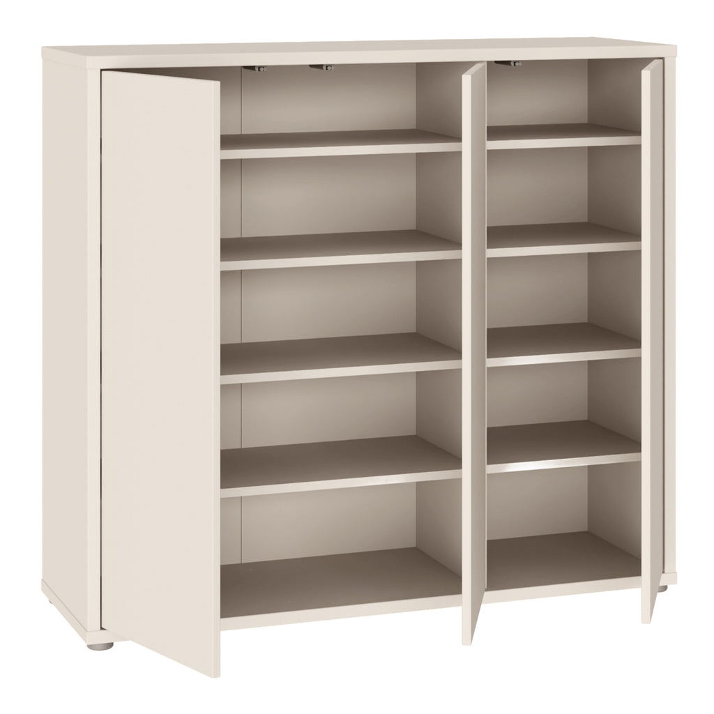 Alice Springs Shoe Cabinet with 3 Doors Push-to-Open in Sand