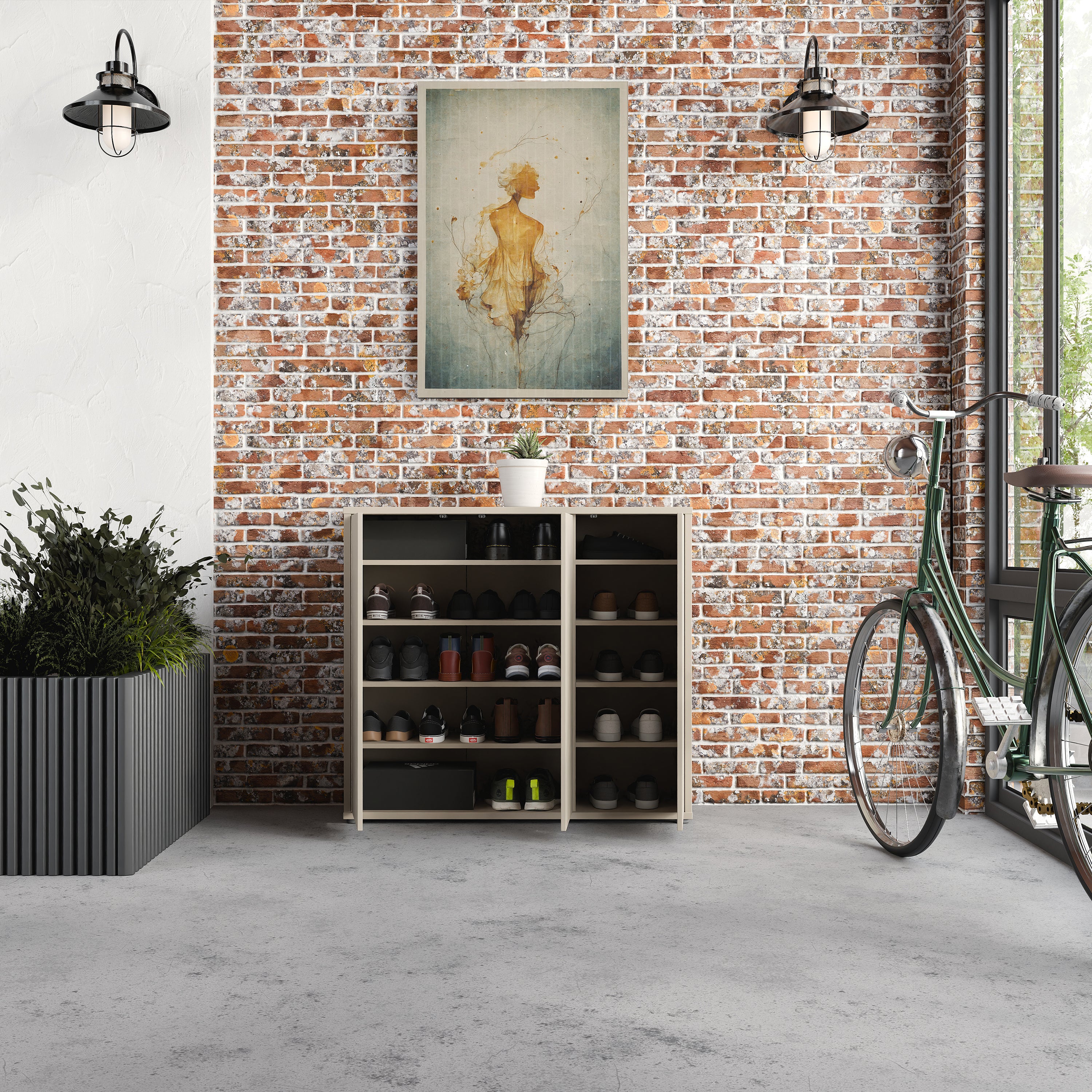 Alice Springs Shoe Cabinet with 3 Doors Push-to-Open in Sand