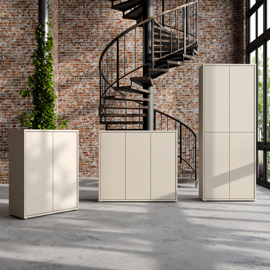 Alice Springs Shoe Cabinet with 3 Doors Push-to-Open in Sand