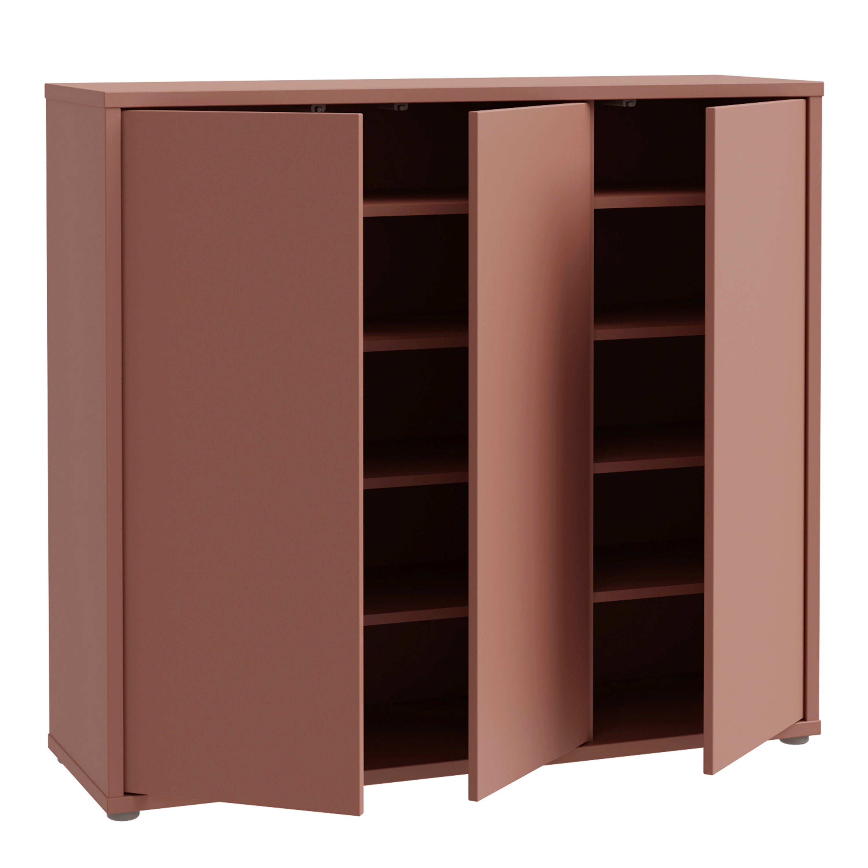 Alice Springs Shoe Cabinet with 3 Doors Push-to-Open in Terracotta