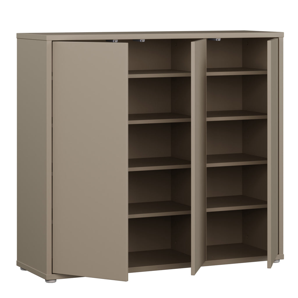 Alice Springs Shoe Cabinet with 3 Doors Push-to-Open in Taupe